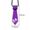 Purple sequined Halloween tie with Boo text and black bat decoration for party costumes - Style 4 (Purple Boo Skull Pumpkin)