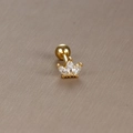 Marquise-cut zircon crown cartilage piercing stud with gold finish and ball screw back - Gold White Zirconia (Crown Shape)