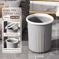 Small grey office waste bin with white ring press cover and durable matte finish - 1 Piece / Small [PP] / Premium Grey