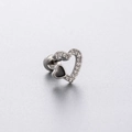 Silver steel heart cartilage stud with black inlay and white zircon stones - Pave Zircon Hollow Heart (A82-2#)