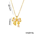Collier papillon doré avec pendentif en zircone et chaîne en acier de 40+5cm de long - 864 Noeud / Doré
