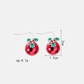 Christmas red berry ball earrings with green leaf details and sparkling rhinestones - Red Ball Leaf Earrings