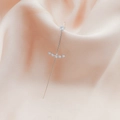 Single silver cuff earring featuring a line of five sparkling cubic zirconia stars - Curved Arc Style (DZ-706)