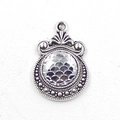 Close-up of 12mm silver scale pendant charm with moon pattern for DIY jewelry making - Transparent Silver Scale (9)