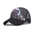 Gorra trucker negra clásica con estampado de pantera y panel de malla transpirable - Guepardo