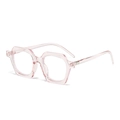Retro transparent pink polygonal square frame sunglasses for fashion street style - Transparent Pink Frame Anti Blue Light Lens