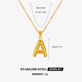 Golden balloon style 3D letter A pendant necklace made of polished stainless steel - Letter A