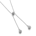 Chic silver stainless steel Y-necklace featuring adjustable beads on a white background - Frosted Steel