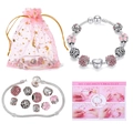 DIY colorful charm bracelet set with 16cm snake chain and pink star drawstring bag - br051 Pink Set