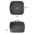 Teglia quadrata in silicone grigio scuro per friggitrice ad aria con manici e drenaggio - Quadrato Grigio 20cm