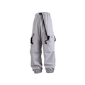 Pantaloni cargo techwear grigio chiaro vestibilità ampia con cintura e tasche utility - M / Grigio chiaro