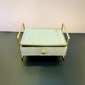 Light green velvet jewelry organizer with golden metal frame and drawer display stand - Single-layer Jewelry Box - Gray