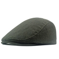 Gorra plana de tweed verde oliva oscuro ajustable de estilo vintage para adultos - Ajustable / verde oscuro