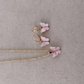 Parure de bijoux papillon rose marbré avec collier et boucles d'oreilles dorés - 3013 Papillon Rose