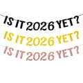 Drei glitzernde Banner in Schwarz, Gold und Roségold mit dem Text IS IT 2026 YET - Ist es schon 2026? / Glitzerschwarz