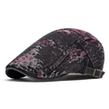 Berretto vintage in denim grigio scuro lavato con stampa tie-dye rosa e fibbia - Regolabile / Nero