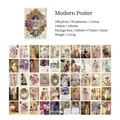 Vintage art paper pack with 100 sheets of retro portraits and aesthetic DIY designs - Modern Poster