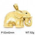 Ciondolo a forma di elefante dorato stile hip hop con strass 52x42mm peso 52g - Colore Oro (KP120350-KJX)