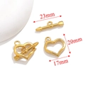 Golden heart-shaped stainless steel OT toggle clasp for jewelry making with size 23mm rod - Style E / Gold