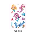 Waterproof cartoon mermaid tattoo sticker WS-C393 with ocean animals for kids party - Mermaid (WS-C393)