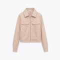 Chaqueta corta casual para mujer en color avena con cremallera y bolsillos - XS / Albaricoque