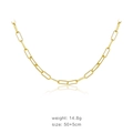 Minimalist golden paperclip link chain necklace in S925 sterling silver, 50+5cm length - XL / 925 Silver / Gold