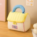 Beauty case trapuntato a forma di casa con manico blu e ricamo Lucky in giallo e beige - Giallo