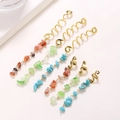 Bohemian gold braid rings set featuring natural stone pendants for dreadlocks hair styling - Set of 6