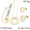 Set di gioielli esagonali dorati con cristalli scintillanti inclusi collana e orecchini - Oro (KS138537-KLX)