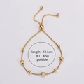 Adjustable gold stainless steel bracelet with polished and frosted beads, length 11.5cm - Gold