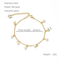 Edelstahl-Fußkettchen mit 18K Goldbeschichtung und weißen Perlen auf minimalistischer Kette - 18K Gold / Gold (ZXG1003)