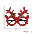 Sparkly red glitter reindeer antler Christmas glasses with green holly leaf and berry detail - Red Small Antler
