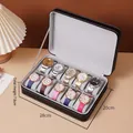 Black leather watch storage case with 10 slots and contrast stitching finish - 10 Slots / Black