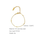 Golden 316 stainless steel thin beaded chain bracelet with adjustable extender link - Bead Snake Chain (ZHSLG18)