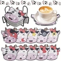 DIY Diamond Painting Coaster Set with 10 Cartoon Cow Designs and Metal Holder Stand - XIN031 Cow / No Stand/OPP Bag