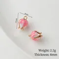 Pink and white tulip bud charms in 12x8mm gold-plated copper for DIY jewelry - Single Piece Price / Lily of the Valley