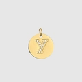 14K gold plated stainless steel letter Y pendant with diamond encrusted details - 14K Gold - Y