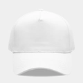 Detail of pure white cotton baseball cap with twill fabric and classic curved brim - White