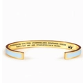 Gold open bangle with blue enamel finish and Niece inspirational engraving - Niece / Sky Blue