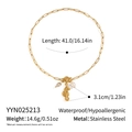Detailed specs of 18K gold plated stainless steel necklace with pearl and seahorse charms - Gold Seahorse Pearl Conch Style (YYN025213)