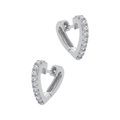 Elegante S925 zilveren hartvormige oorbellen met kristallen op een witte achtergrond - Zilver