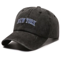 Gorra vintage de algodón lavado con bordado de New York en color gris antracita - Negro