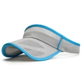 Atmungsaktives Mesh-Sonnencap in Dunkelgrau mit hellblauer Paspelierung für Sport - Hellgrau