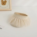 Kinder Strohhut mit Spitzenkante, Netzschleier und Perlen für sommerlichen Sonnenschutz - Einheitsgröße(Einstellbar) / Beige