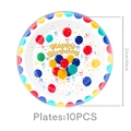 Set of 10 colorful balloon polka dot Happy Birthday paper plates 9 inch party tableware - 9-Inch Plates