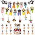 Set decorativo per compleanno cani con striscione Happy Birthday e decori a spirale - Set Striscione Spirali e Topper Cane