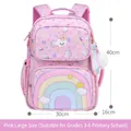 Pink large primary school backpack with rainbow print and ergonomic straps for girls - Suitable for Grade 3-6 / Dreamy Pink Large