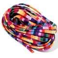 Close-up of 5mm colorful cotton core braided flat rope for DIY jewelry and bracelets - 5mm/5 Yards / Mixed Colors #2