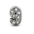 DIY 8mm silver chrome number 9 charm with white rhinestones for bracelets and keychains - Number 9 / 8mm / Chrome