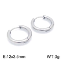 Orecchini a cerchio in acciaio inossidabile argento lucido da 12 mm con stile minimalista - 12x2.5mm / Color Acciaio